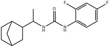 1-[1-(3-bicyclo[2.2.1]heptanyl)ethyl]-3-(2,4-difluorophenyl)urea Struktur