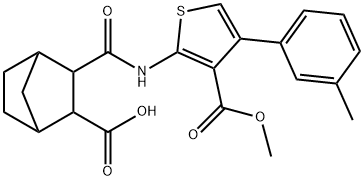 2-[[3-methoxycarbonyl-4-(3-methylphenyl)thiophen-2-yl]carbamoyl]bicyclo[2.2.1]heptane-3-carboxylic acid Struktur