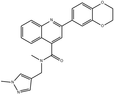 2-(2,3-dihydro-1,4-benzodioxin-6-yl)-N-methyl-N-[(1-methylpyrazol-4-yl)methyl]quinoline-4-carboxamide Struktur