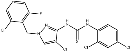 1-[4-chloro-1-[(2-chloro-6-fluorophenyl)methyl]pyrazol-3-yl]-3-(2,4-dichlorophenyl)thiourea Struktur