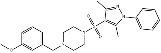 1-(3,5-dimethyl-1-phenylpyrazol-4-yl)sulfonyl-4-[(3-methoxyphenyl)methyl]piperazine Struktur