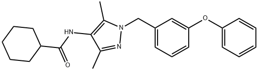 N-[3,5-dimethyl-1-[(3-phenoxyphenyl)methyl]pyrazol-4-yl]cyclohexanecarboxamide Structure