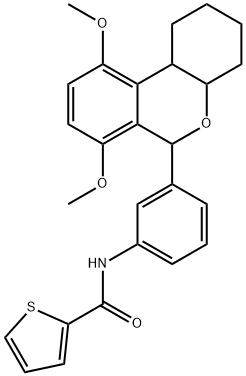 N-[3-(7,10-dimethoxy-2,3,4,4a,6,10b-hexahydro-1H-benzo[c]chromen-6-yl)phenyl]thiophene-2-carboxamide Struktur