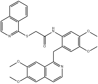 N-[2-[(6,7-dimethoxyisoquinolin-1-yl)methyl]-4,5-dimethoxyphenyl]-2-isoquinolin-1-ylsulfanylacetamide Struktur