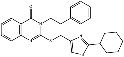 2-[(2-cyclohexyl-1,3-thiazol-4-yl)methylsulfanyl]-3-(2-phenylethyl)quinazolin-4-one Struktur