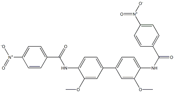 N-[2-methoxy-4-[3-methoxy-4-[(4-nitrobenzoyl)amino]phenyl]phenyl]-4-nitrobenzamide Struktur