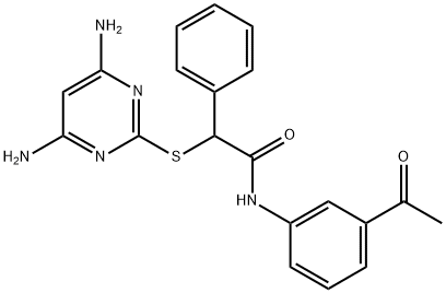 N-(3-acetylphenyl)-2-(4,6-diaminopyrimidin-2-yl)sulfanyl-2-phenylacetamide Struktur