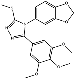 4-(1,3-benzodioxol-5-yl)-3-methylsulfanyl-5-(3,4,5-trimethoxyphenyl)-1,2,4-triazole Struktur