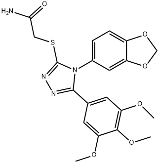 2-[[4-(1,3-benzodioxol-5-yl)-5-(3,4,5-trimethoxyphenyl)-1,2,4-triazol-3-yl]sulfanyl]acetamide Struktur