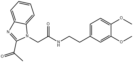 2-(2-acetylbenzimidazol-1-yl)-N-[2-(3,4-dimethoxyphenyl)ethyl]acetamide Struktur