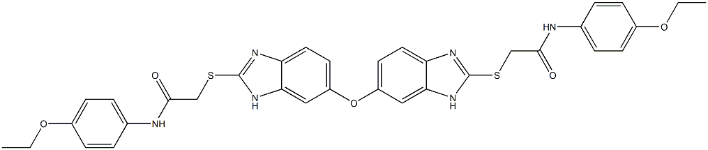 2-[[6-[[2-[2-(4-ethoxyanilino)-2-oxoethyl]sulfanyl-3H-benzimidazol-5-yl]oxy]-1H-benzimidazol-2-yl]sulfanyl]-N-(4-ethoxyphenyl)acetamide Struktur