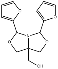 [3,5-bis(furan-2-yl)-1,3,5,7-tetrahydro-[1,3]oxazolo[3,4-c][1,3]oxazol-7a-yl]methanol Struktur