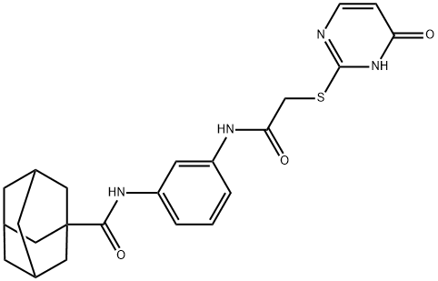 N-[3-[[2-[(6-oxo-1H-pyrimidin-2-yl)sulfanyl]acetyl]amino]phenyl]adamantane-1-carboxamide Struktur