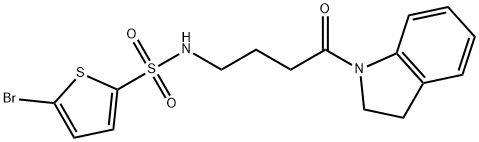 5-bromo-N-[4-(2,3-dihydroindol-1-yl)-4-oxobutyl]thiophene-2-sulfonamide Struktur