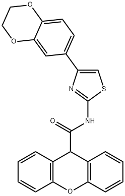 N-[4-(2,3-dihydro-1,4-benzodioxin-6-yl)-1,3-thiazol-2-yl]-9H-xanthene-9-carboxamide Struktur