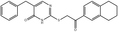 5-benzyl-2-[2-oxo-2-(5,6,7,8-tetrahydronaphthalen-2-yl)ethyl]sulfanyl-1H-pyrimidin-6-one Struktur