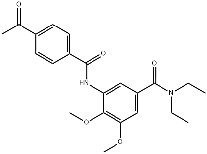 3-[(4-acetylbenzoyl)amino]-N,N-diethyl-4,5-dimethoxybenzamide Struktur