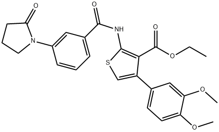 ethyl 4-(3,4-dimethoxyphenyl)-2-[[3-(2-oxopyrrolidin-1-yl)benzoyl]amino]thiophene-3-carboxylate Struktur