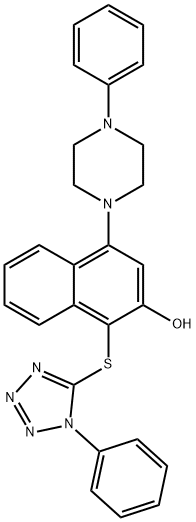 4-(4-phenylpiperazin-1-yl)-1-(1-phenyltetrazol-5-yl)sulfanylnaphthalen-2-ol Struktur