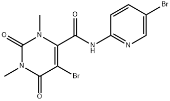 5-bromo-N-(5-bromopyridin-2-yl)-1,3-dimethyl-2,6-dioxopyrimidine-4-carboxamide Struktur