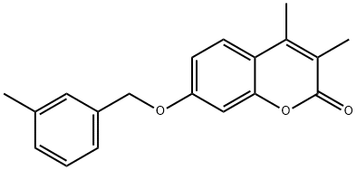 3,4-dimethyl-7-[(3-methylphenyl)methoxy]chromen-2-one Struktur