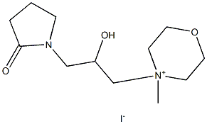 1-[2-hydroxy-3-(4-methylmorpholin-4-ium-4-yl)propyl]pyrrolidin-2-one iodide Struktur