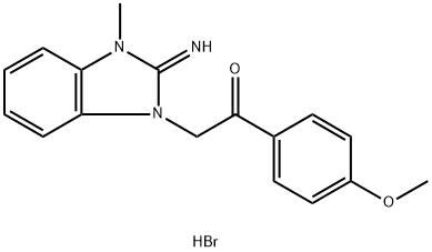 2-(2-amino-3-methylbenzimidazol-3-ium-1-yl)-1-(4-methoxyphenyl)ethanone bromide Struktur