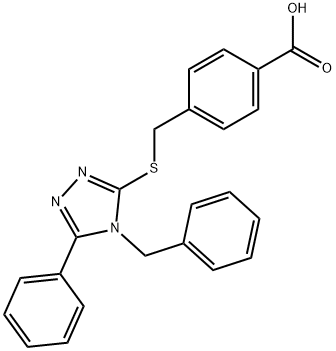 4-[(4-benzyl-5-phenyl-1,2,4-triazol-3-yl)sulfanylmethyl]benzoic acid Struktur