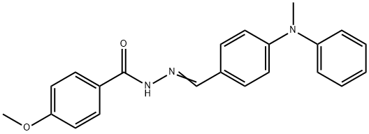 4-methoxy-N-[(E)-[4-(N-methylanilino)phenyl]methylideneamino]benzamide Struktur