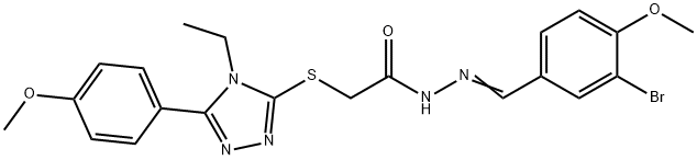 N-[(E)-(3-bromo-4-methoxyphenyl)methylideneamino]-2-[[4-ethyl-5-(4-methoxyphenyl)-1,2,4-triazol-3-yl]sulfanyl]acetamide Struktur