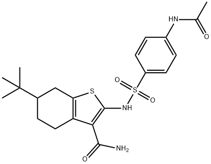 2-[(4-acetamidophenyl)sulfonylamino]-6-tert-butyl-4,5,6,7-tetrahydro-1-benzothiophene-3-carboxamide Struktur