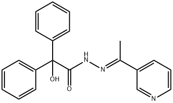 2-hydroxy-2,2-diphenyl-N-[(E)-1-pyridin-3-ylethylideneamino]acetamide Struktur