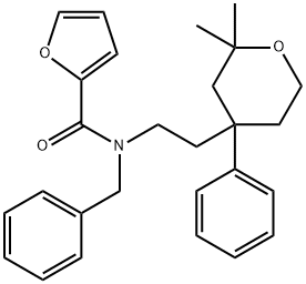 N-benzyl-N-[2-(2,2-dimethyl-4-phenyloxan-4-yl)ethyl]furan-2-carboxamide Struktur