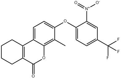 4-methyl-3-[2-nitro-4-(trifluoromethyl)phenoxy]-7,8,9,10-tetrahydrobenzo[c]chromen-6-one Struktur