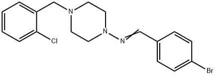 1-(4-bromophenyl)-N-[4-[(2-chlorophenyl)methyl]piperazin-1-yl]methanimine Struktur