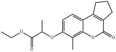 ethyl 2-[(6-methyl-4-oxo-2,3-dihydro-1H-cyclopenta[c]chromen-7-yl)oxy]propanoate Struktur