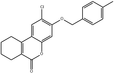 2-chloro-3-[(4-methylphenyl)methoxy]-7,8,9,10-tetrahydrobenzo[c]chromen-6-one Struktur