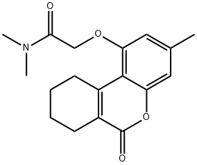 N,N-dimethyl-2-[(3-methyl-6-oxo-7,8,9,10-tetrahydrobenzo[c]chromen-1-yl)oxy]acetamide Struktur