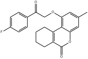 1-[2-(4-fluorophenyl)-2-oxoethoxy]-3-methyl-7,8,9,10-tetrahydrobenzo[c]chromen-6-one Struktur