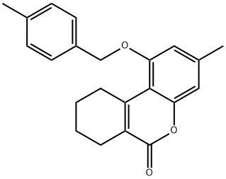 3-methyl-1-[(4-methylphenyl)methoxy]-7,8,9,10-tetrahydrobenzo[c]chromen-6-one Struktur