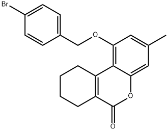 1-[(4-bromophenyl)methoxy]-3-methyl-7,8,9,10-tetrahydrobenzo[c]chromen-6-one Struktur