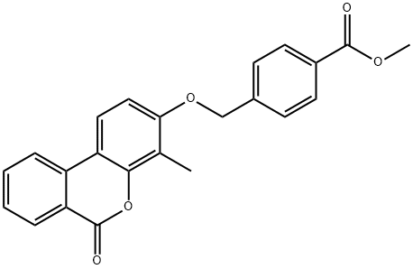 methyl 4-[(4-methyl-6-oxobenzo[c]chromen-3-yl)oxymethyl]benzoate Struktur