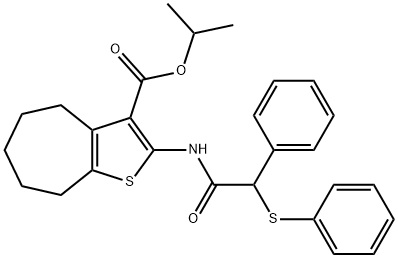 propan-2-yl 2-[(2-phenyl-2-phenylsulfanylacetyl)amino]-5,6,7,8-tetrahydro-4H-cyclohepta[b]thiophene-3-carboxylate Struktur