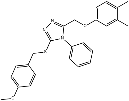 3-[(3,4-dimethylphenoxy)methyl]-5-[(4-methoxyphenyl)methylsulfanyl]-4-phenyl-1,2,4-triazole Struktur