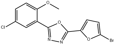 2-(5-bromofuran-2-yl)-5-(5-chloro-2-methoxyphenyl)-1,3,4-oxadiazole Struktur