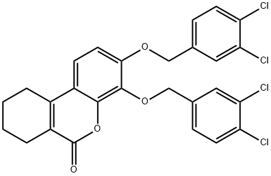 3,4-bis[(3,4-dichlorophenyl)methoxy]-7,8,9,10-tetrahydrobenzo[c]chromen-6-one Struktur