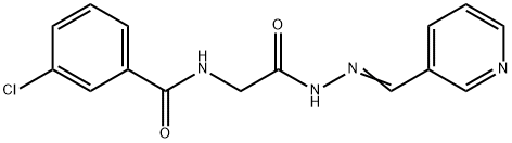 3-chloro-N-[2-oxo-2-[(2E)-2-(pyridin-3-ylmethylidene)hydrazinyl]ethyl]benzamide Struktur