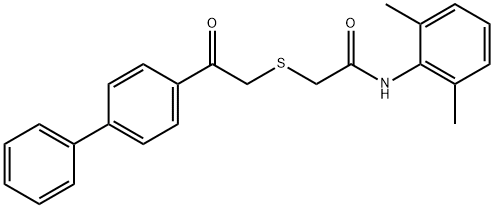 N-(2,6-dimethylphenyl)-2-[2-oxo-2-(4-phenylphenyl)ethyl]sulfanylacetamide Struktur