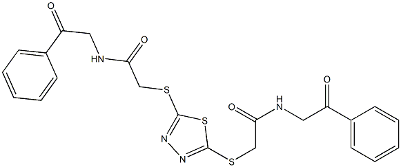 2-[[5-[2-oxo-2-(phenacylamino)ethyl]sulfanyl-1,3,4-thiadiazol-2-yl]sulfanyl]-N-phenacylacetamide Struktur