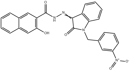 3-hydroxy-N-[(Z)-[1-[(3-nitrophenyl)methyl]-2-oxoindol-3-ylidene]amino]naphthalene-2-carboxamide Struktur